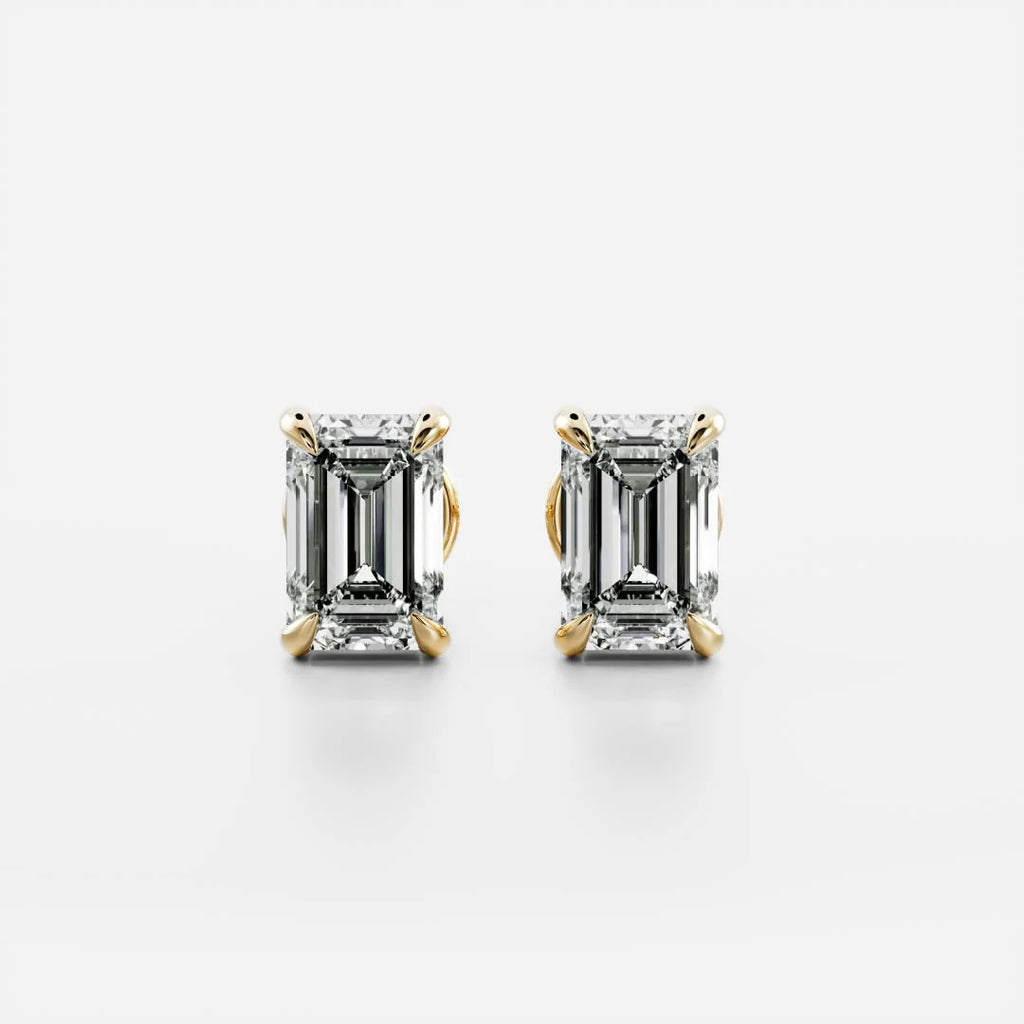 Solitaire LAB Grown Emerald Diamond Earrings In 18ct Gold