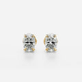 Solitaire LAB Grown Oval Diamond Earrings In 18ct Gold