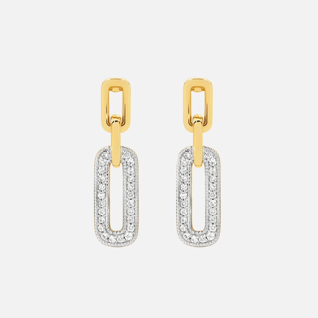 Diamond Drop Paperclip Earrings in 18ct Yellow Gold