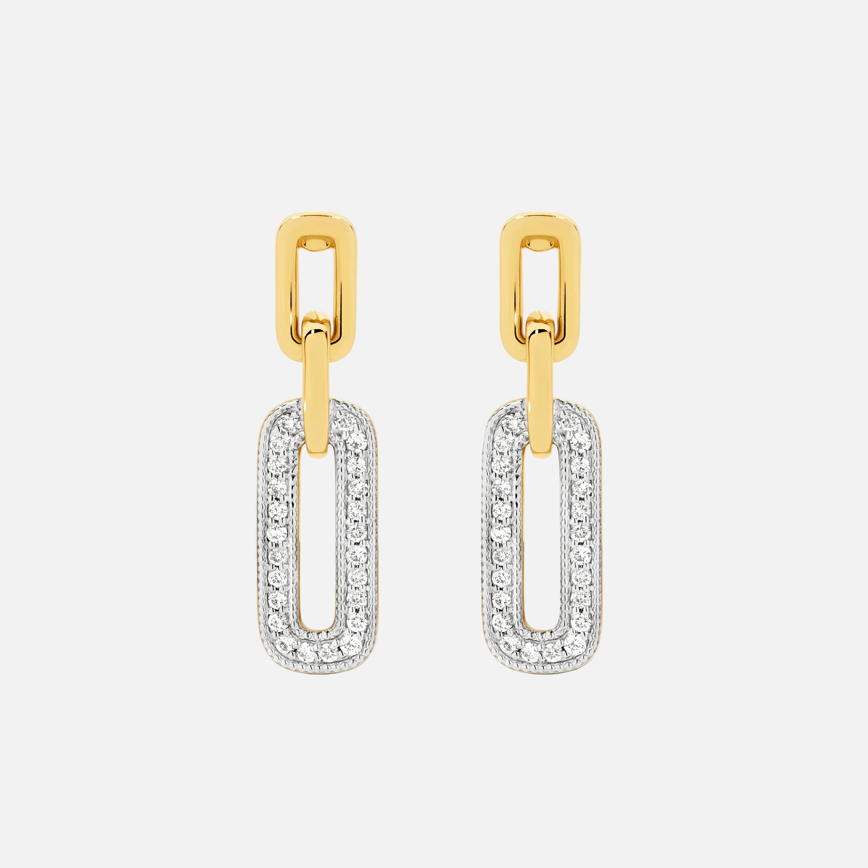 Diamond Drop Paperclip Earrings in 18ct Yellow Gold