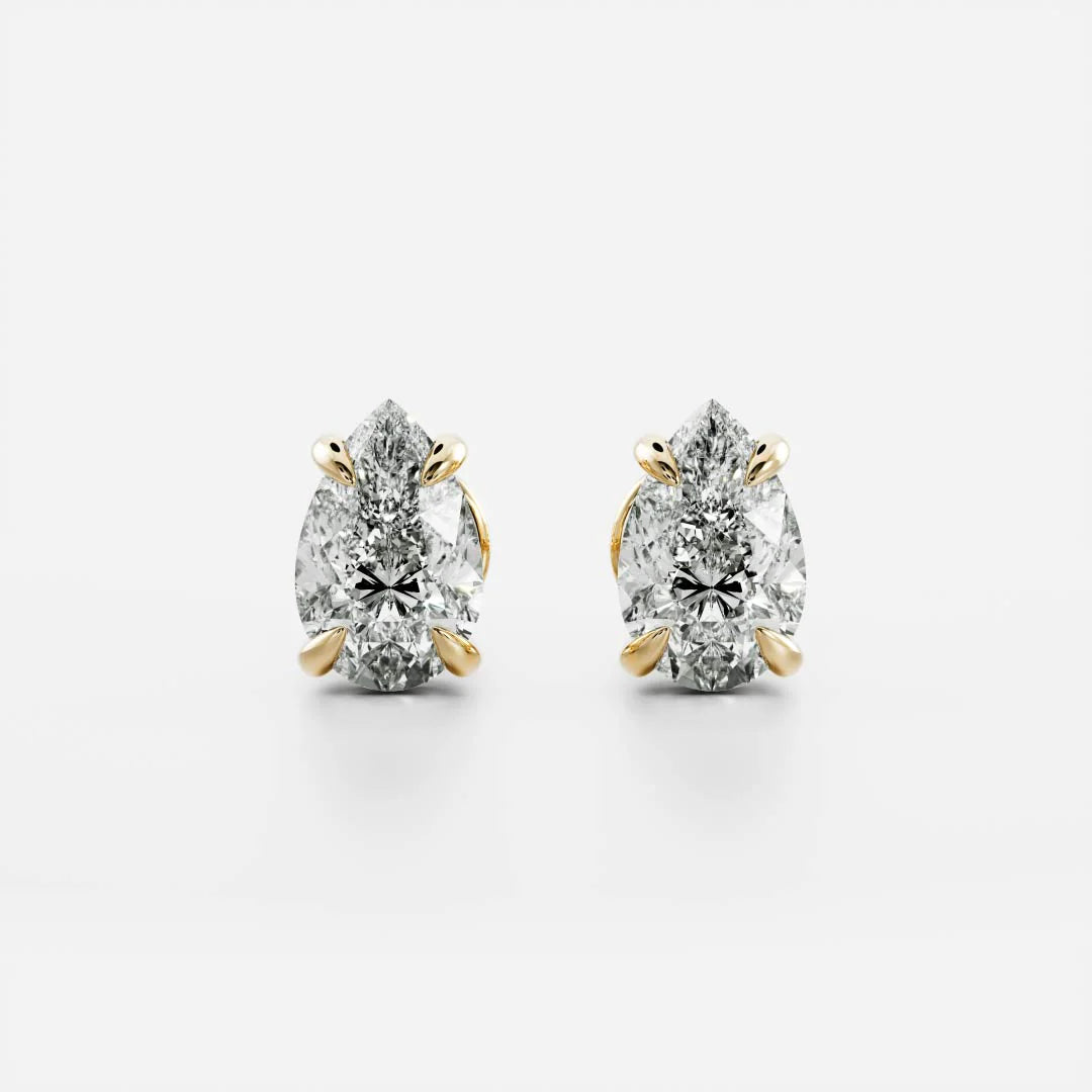 1.00 Carat Pear Diamond Earrings In 18ct Yellow Gold
