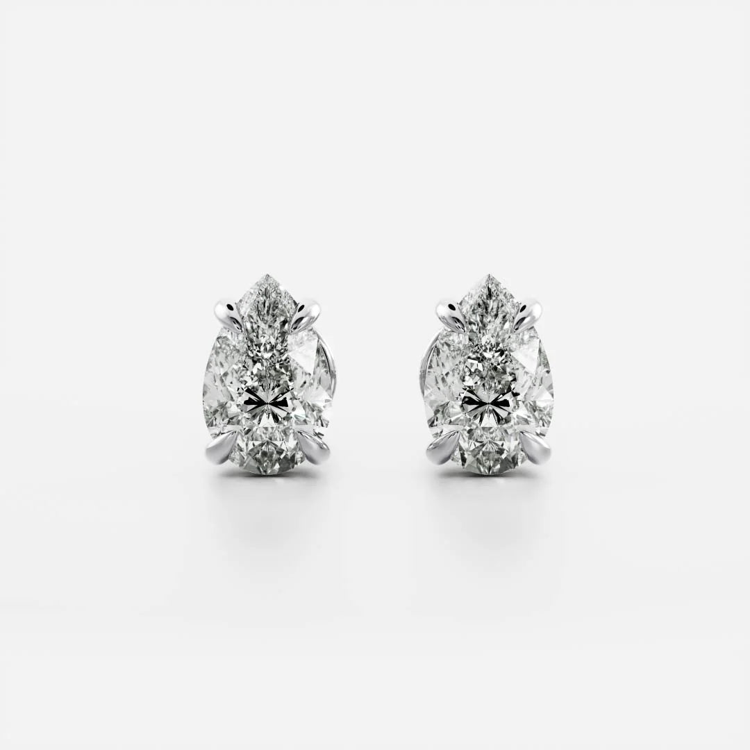 Solitaire Pear Diamond Earrings In 18ct Gold