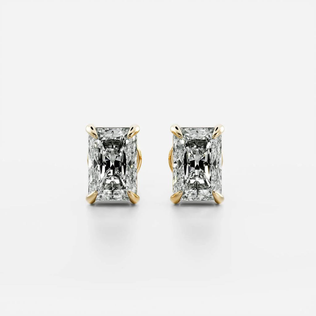 Solitaire LAB Grown Radiant Diamond Earrings In 18ct Gold