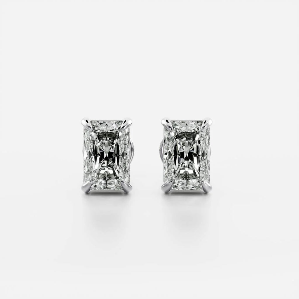 Solitaire LAB Grown Radiant Diamond Earrings In 18ct Gold