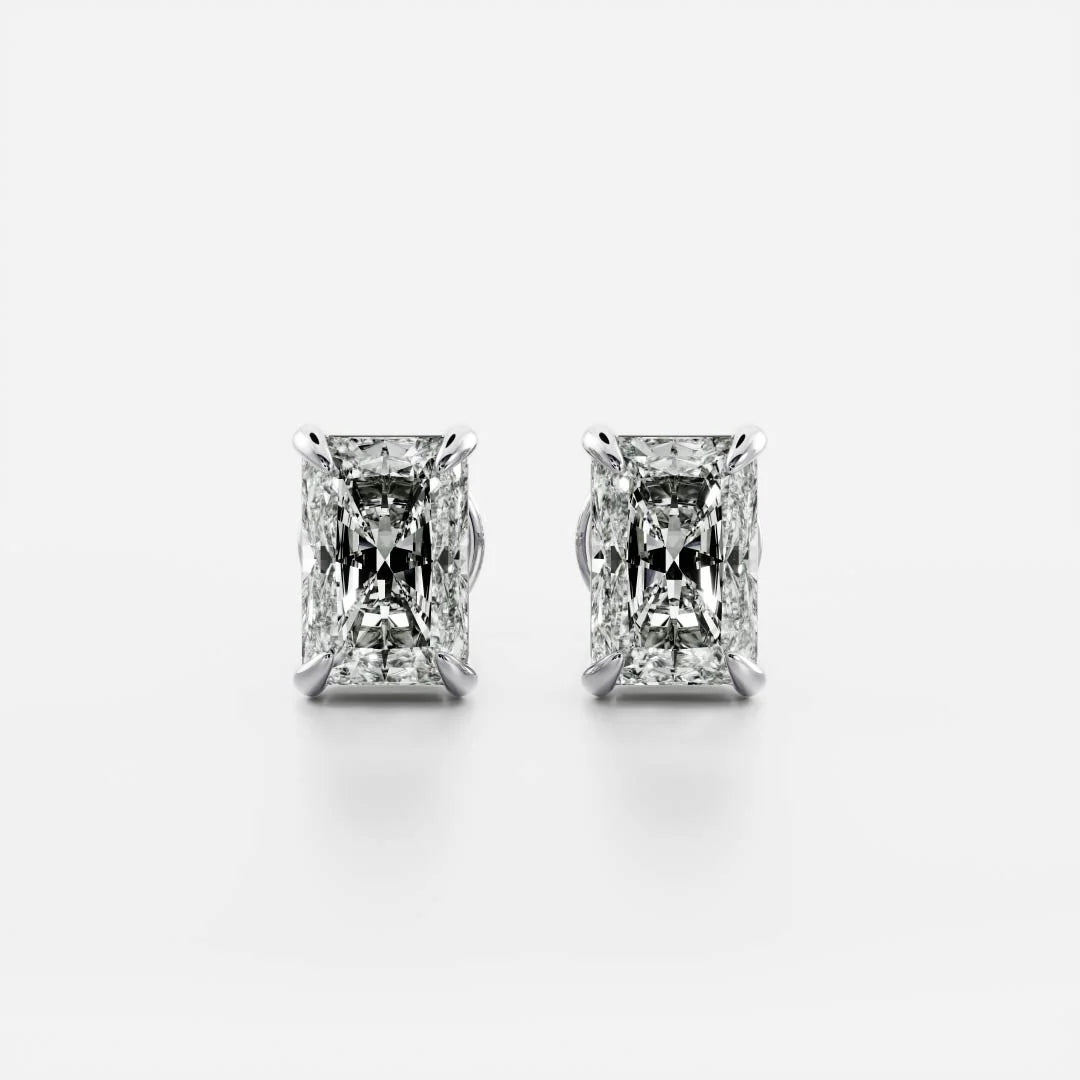 Solitaire Radiant Diamond Earrings In 18ct Gold